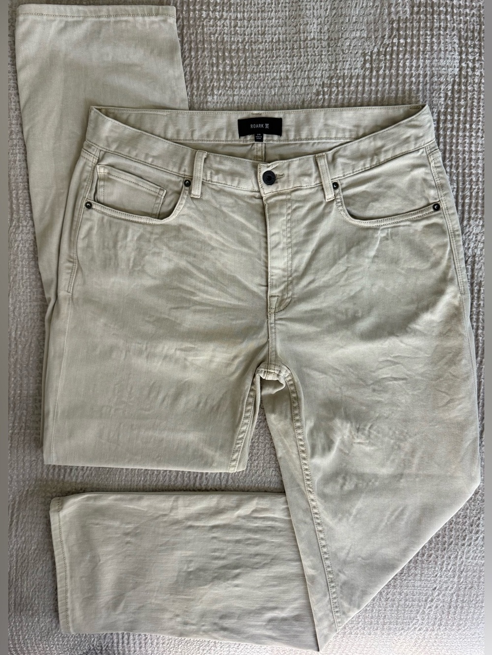 Roark HWY 128 Broken Twill Pants Mens 34 Khaki 5 Pocket Stretch RD250 (35x31.5)